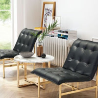 24.4" X 31.5" X 29.5" Black And Gold Leatherette Chair