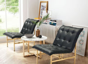 24.4" X 31.5" X 29.5" Black And Gold Leatherette Chair