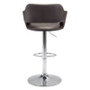 22.5" X 21.7" X 43.3" Espresso Leatherette Chromed Steel Bar Chair