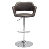 22.5" X 21.7" X 43.3" Espresso Leatherette Chromed Steel Bar Chair