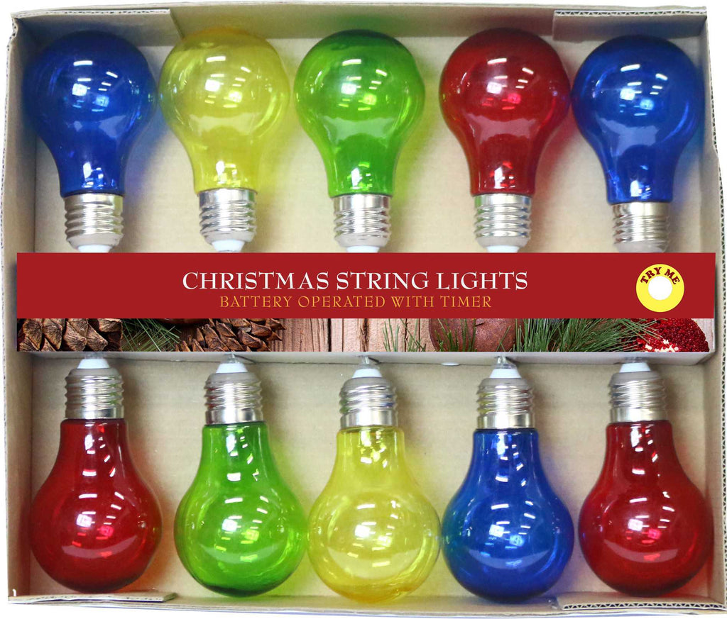 Multi-Colored Edison Bulb String Lights With 10 LED Bulbs