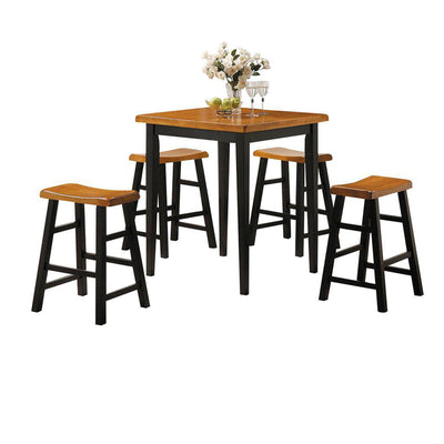 Gaucho 5 Piece Pack Counter Height Set, Oak & Black