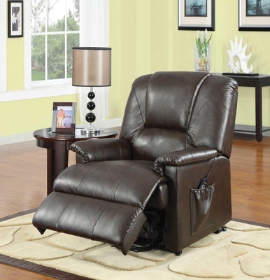 Recliner with Power Lift & Massage, Brown