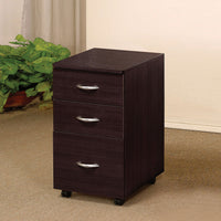 File Cabinet With 3 Drawers, Espresso Brown