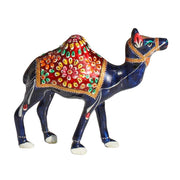 Handmade Metal Camel Sculpture Statue  With Meenakari Work