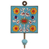 Ceramic And Iron Wall-Hook With Hand Painted Multicolored Floral Motifs