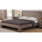 Beautiful Brown Finish Queen Size Platform Bed With Comfortable Headboard.