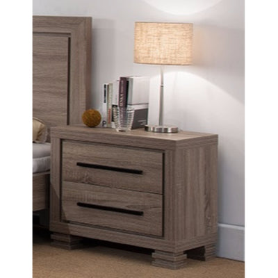 Luxurious Brown Finished Nightstand With Two Drawers And Top Display Stand