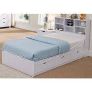 Sophisticated Snow White Finish Twin Size Chest Bed With 3 Drawers.