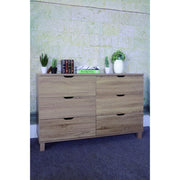 Brown Finish Dresser with 6 Drawers.