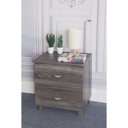 Contemporary Style Grey Finish Nightstand With 2 Drawers On Metal Glides