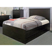 Plush Dark Brown Finish Twin Size Chest Bed With 6 Drawers on metal glides.