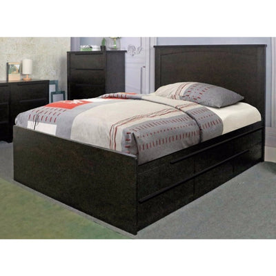 Plush Dark Brown Finish Twin Size Chest Bed With 6 Drawers on metal glides.