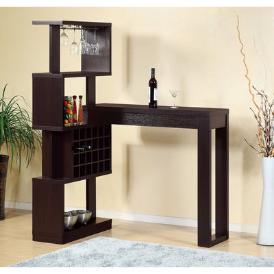 Well- Designed Bar Table With Wall Unit With Wine Racks, Brown