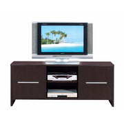 Sleek And Wide TV Stand With Two Cabinets, Brown
