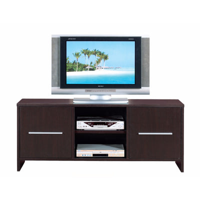 Sleek And Wide TV Stand With Two Cabinets, Brown
