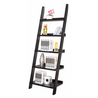 Exhibiting Modern Ladder Bookcase With Five Shelves, Black