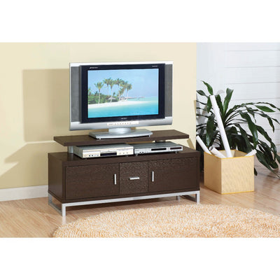 Stylish TV Stand With Chrome Legs, Brown