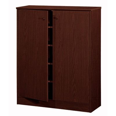 Traditional Shoe Cabinet With Three Adjustable Shelves, Brown