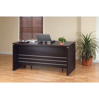 Contemporary Style Desk With 2 Locking File Drawers, Dark Brown