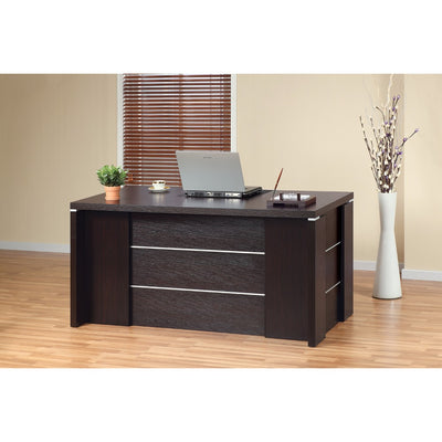 Modern Style Desk With 2 Locking File Drawers, Dark Brown
