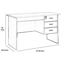 Modern Office Desk With Three Locking Drawers, White