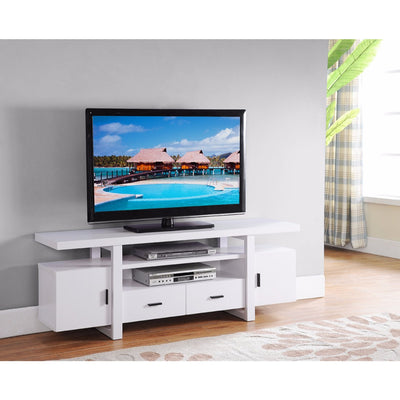 Eye- Catching TV Stand With Open Shelves, White