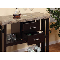 Contemporary Style Kitchen Cart With Faux Marble Top & 2 Drawers