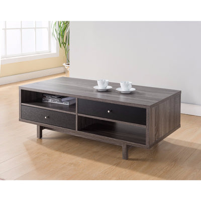 Well - Designed Coffee Table With Customize Decks or Drawers, Gray