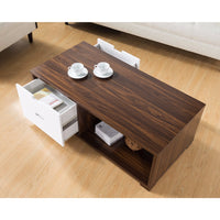 Stylish Coffee Table With Double Sided Drawers, Brown