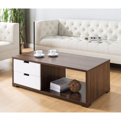 Stylish Coffee Table With Double Sided Drawers, Brown