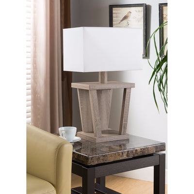 Captivating Table Lamp With Contemporary Base, Light Brown