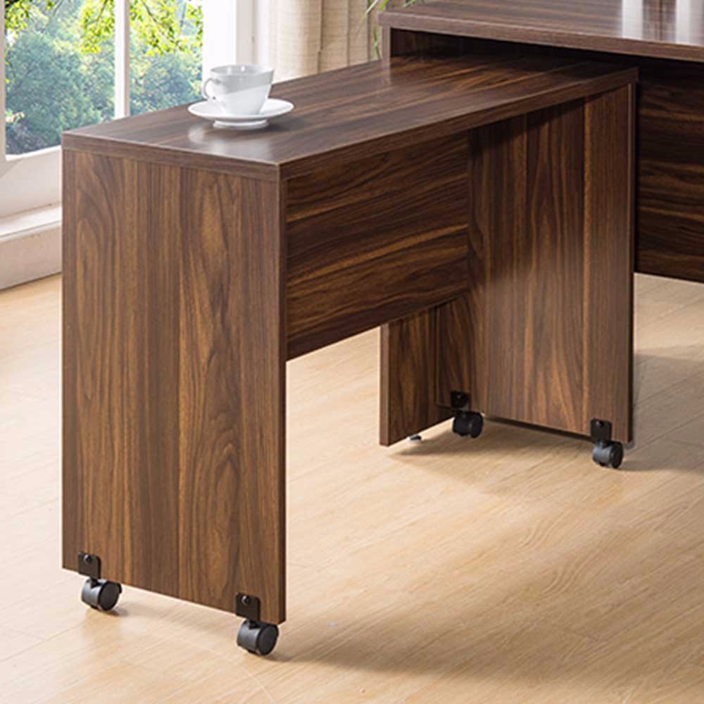 Modern Style Return Table With Wheels, Brown