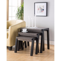 Showcasing Modern End Table, Set of 3, Gray and Black