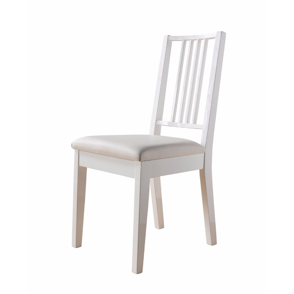 Lustrous Wooden Dining Chair With Solid Legs, White