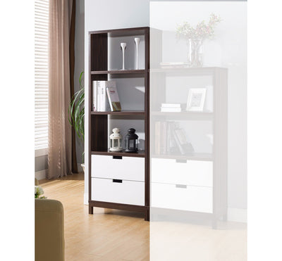 Two- Toned Stylish Display Cabinet, Large, Brown and White