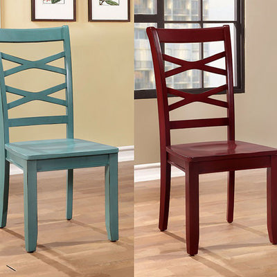Transitional Side Chair Set Of 2, Red & Blue
