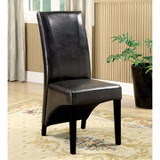 Leatherette Chairs Side Chair,Set Of 2; Black