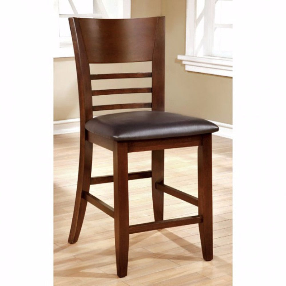 Transitional Counter Hight Chair, Brown Cherry, Set Of 2