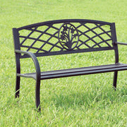 Slated Seat Patio Bench, Black