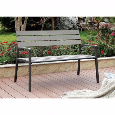 Transitional Style Patio Bench, Gray
