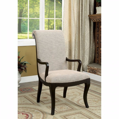 Contemporary Style Arm Chair, Espresso-Set Of 2