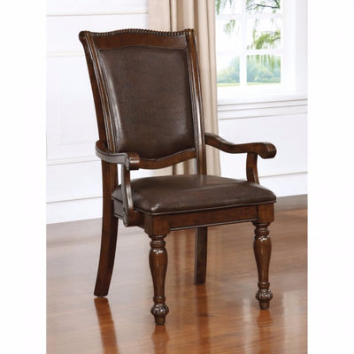 Traditional Arm Chair, Brown Cherry, Set Of 2