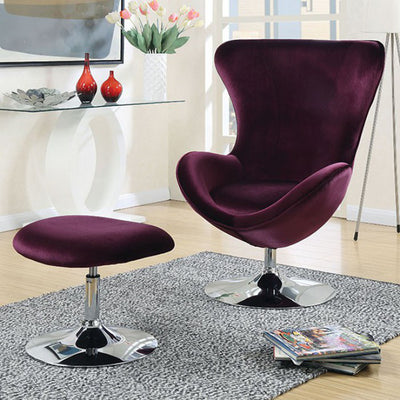 Contemporary Chair With Ottoman In Purple