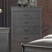 Contemporary Style Wooden Chest With 5 Drawers, Gray