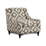 Contemporary Style Chair With Diamond Pattern, Gray & White