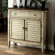 Country Style Cabinet, Antiqued White & Brown