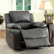 Transitional Gray Bonded Leather Recliner