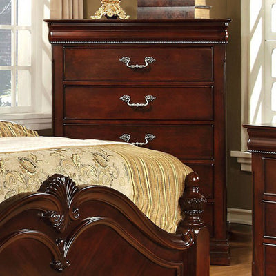 Traditional Style Wooden Bedroom Chest, Cherry Brown