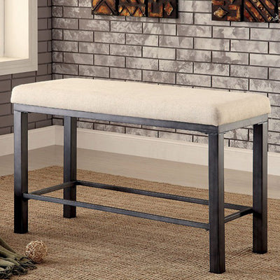 Industrial Style Ivory Counter Height Bench